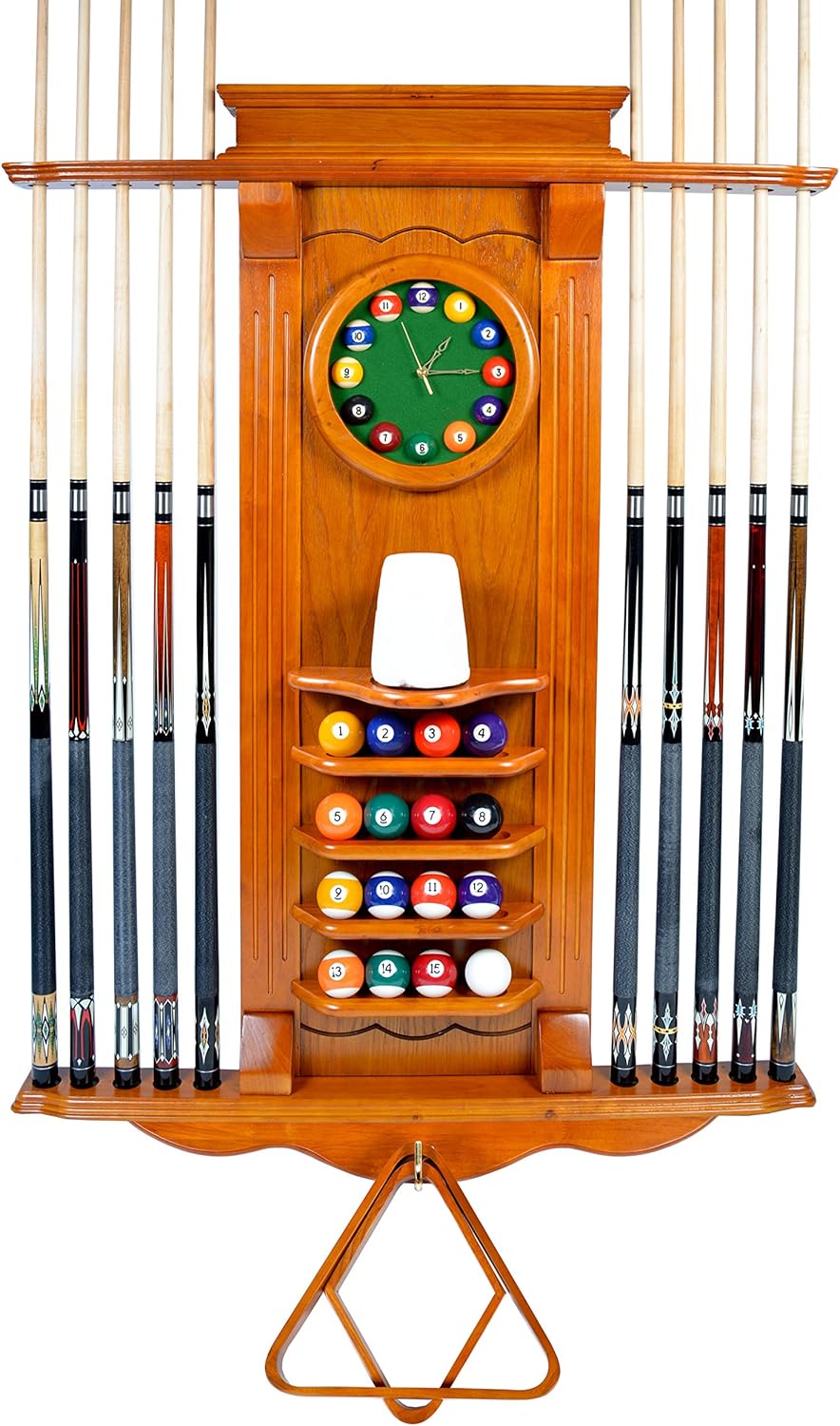 billiard cue wall rack on Iszy Billiards Cue Rack Only 10 Pool Cue Black Or Dark Oak Finish Billiard Stick Wall Rack W Clock Chose Mahogany Leisure Sports Game Room Billiards Pool Ilsr Org