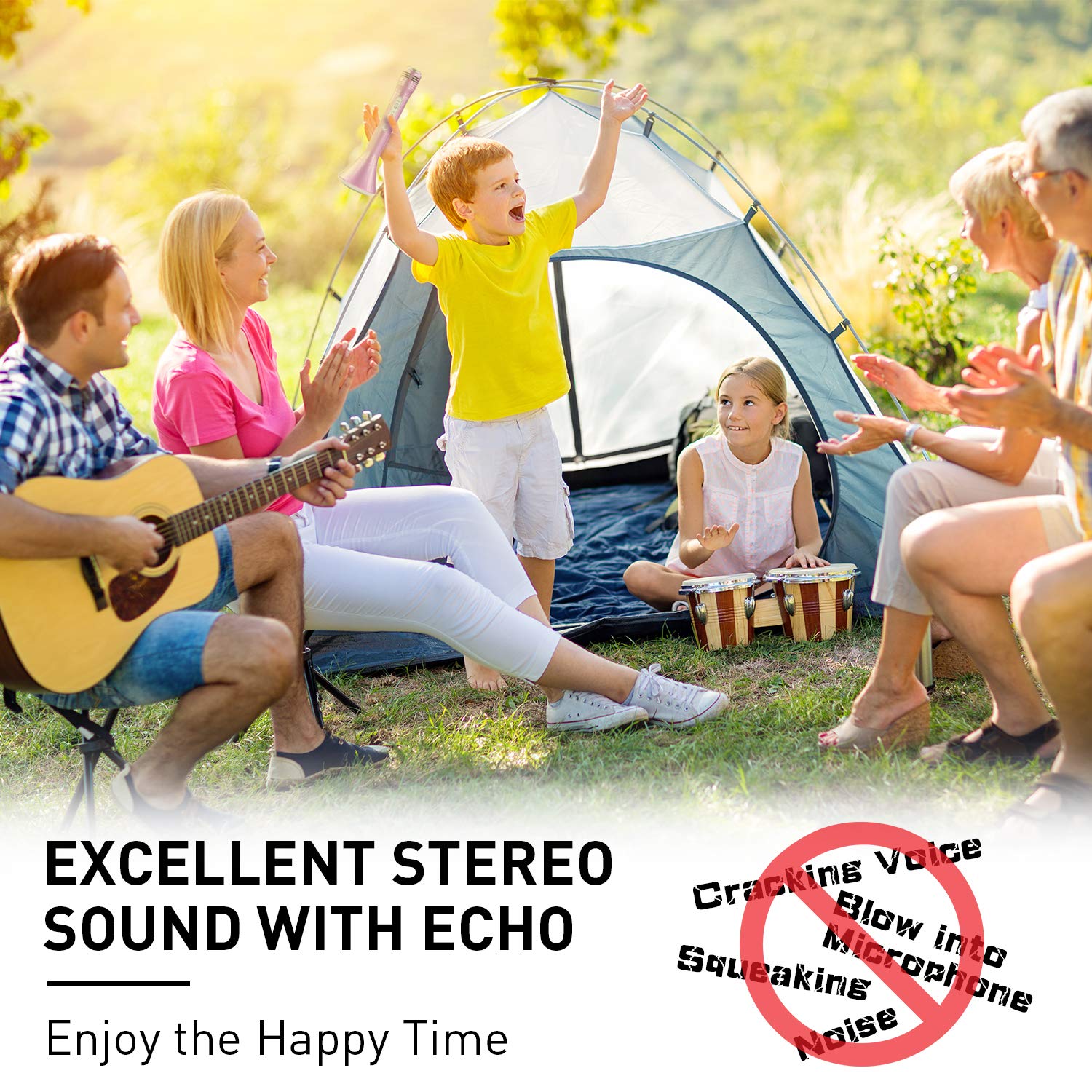 Micrófono Inalámbrico Portátil Bluetooth Altavoz Incorporado para Karaoke Batería de Compatible con PC/iPad/ iPhone/Smartphone