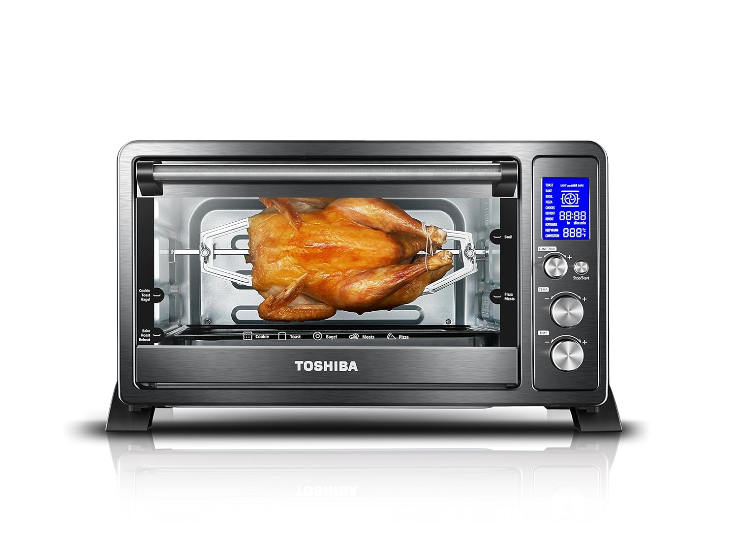 Amazon.com: Toshiba AC25CEW-BS Digital oven with Convection/Toast/Bake/Broil  Function 6-Slice Bread/12-Inch Pizza Black Stainless Steel: Kitchen & Dining