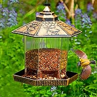 Twinkle Star Wild Bird Feeder, Outdoor Hanging for Garden Yard Decoration, Antique Finish Panorama Gazebo Birdfeeder…