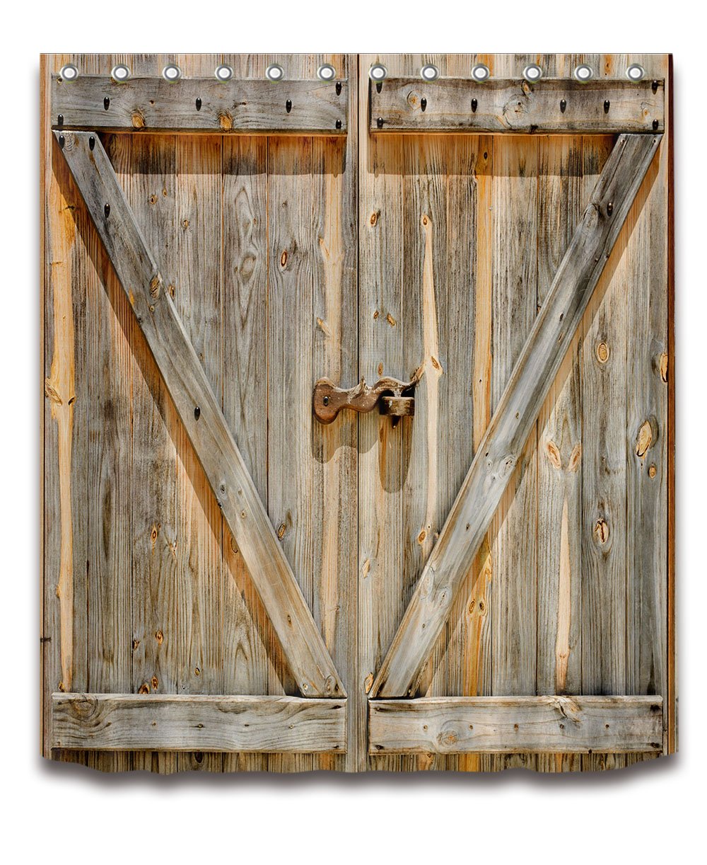 LB Western Barn Door Shower Curtain Farmhouse Style Old Wooden Garage Door Rustic Shower Curtains for Bathroom Waterproof Fabric 78x72 Inch B07L3FK56Z