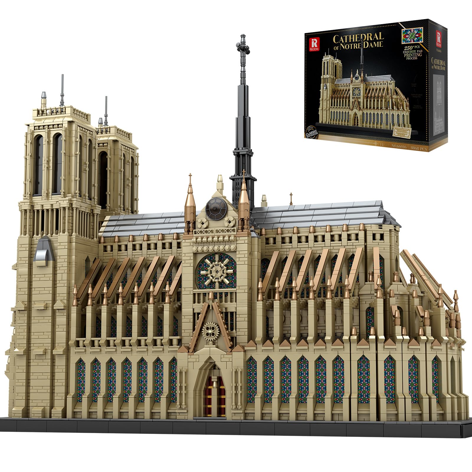 Reobrix Notre-Dame de Paris Building Toy Set for Adults, Large Notre-Dame Cathedral Display Model, 66016 Challenging Collectible Landmark Architecture Construction Building Toy Gift (8868 Pcs) — image 1