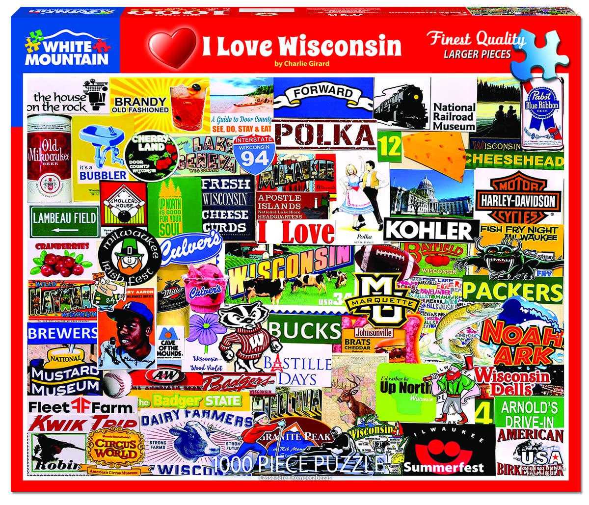 White Mountain Puzzles I Love Wisconsin 1000 Piece Puzzle, 1 EA