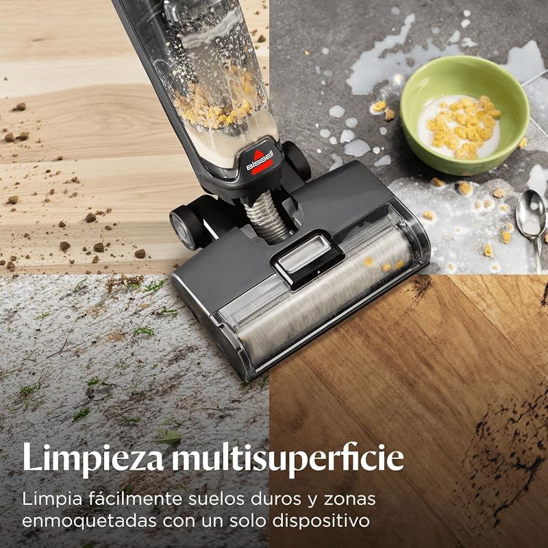 Bissell crosswave omniforce, aspirador de pó sem fio, aspirador e esfregão tudo-em-um, aspirador potente, tecnologia anti-emaranhado e detecção de entupimento de animais de estimação, limpeza de múltiplas superfícies, 3912n