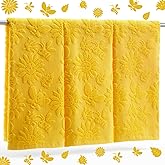 Gilprop 3 Pcs Sunflower Hand Towels Valentine's Day Spring Yellow Sunflower Bathroom Decorative Towels Jacquard Bee Flower Absorbent Washcloth for Bathroom Kitchen Housewarming Gift, 29 x 14 Inch