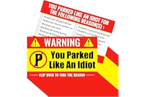 BHUCUTU 50 Pieces Bad Parking Cards You Parked Like an Idiot Card 3.5 x 2 Inches Funny Parking Violation Stickers Cards with Multi Violation Reasons