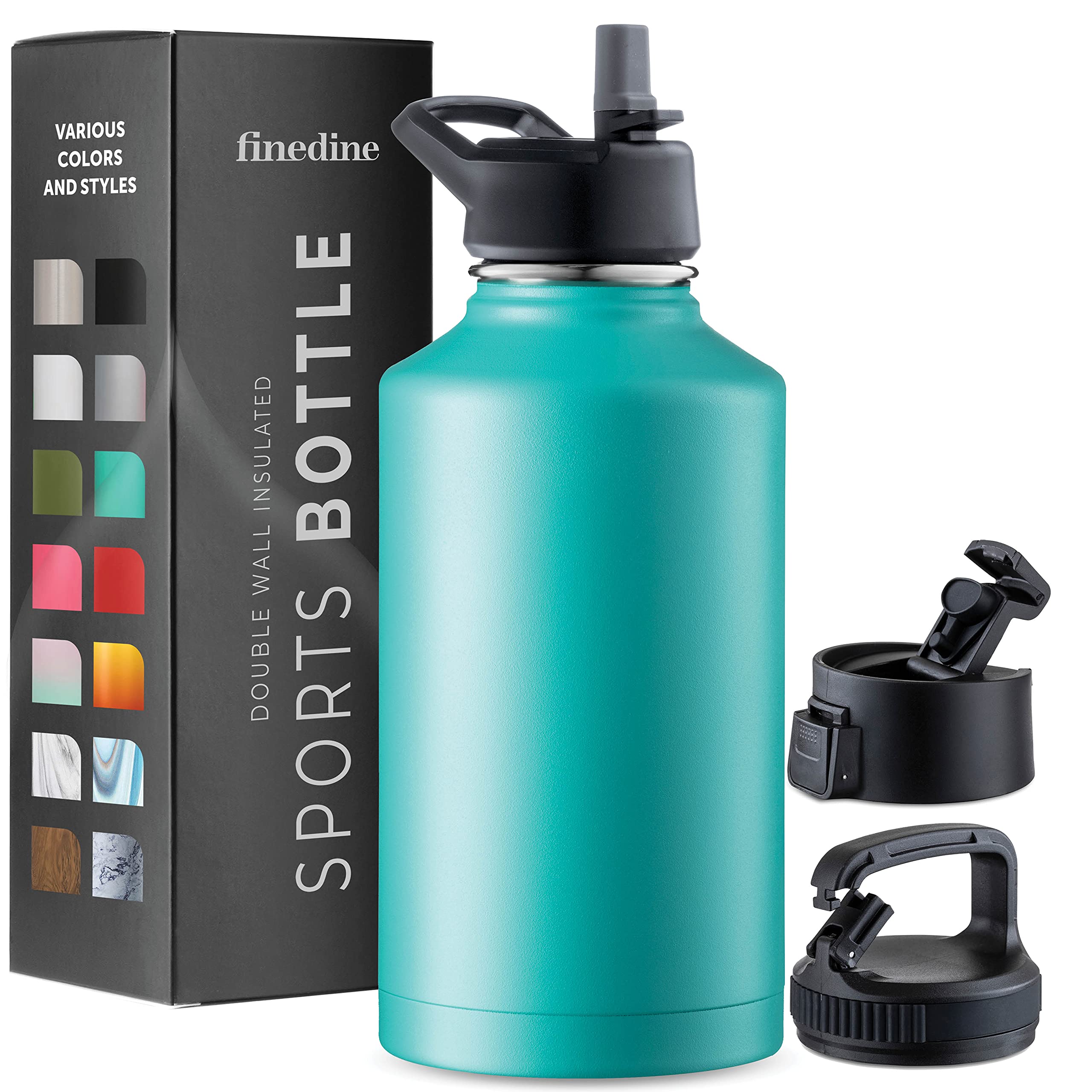 Triple-Insulated Stainless Steel Water Bottle with Straw Lid - Flip-Top Lid - Wide-Mouth Cap (64 oz) Insulated Water Bottles, Keeps Hot and Cold - Sports Canteen Water Bottle