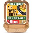 Air Fryer Liners Disposable, Unbleached Parchment Paper Baking Liners | Non-Stick, Oil-Proof, Fits 5-8 Qt Baskets, Heat Safe