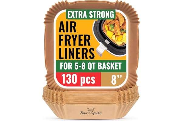 Air Fryer Liners Disposable, Unbleached Parchment Paper Baking Liners | Non-Stick, Oil-Proof, Fits 5-8 Qt Baskets, Heat Safe