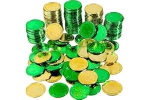 Zhanmai 120 Pieces St. Patrick's Day Coins Shamrock Lucky Plastic Coins Table Scatter Decoration for Party Favor Supplies (Green)