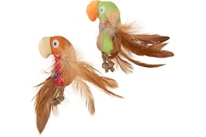 SmartyKat Instincts 2-Pack HappyNip Love Mates Feather Birds Plush Cat Toys, Contains Catnip & Silvervine - Orange/Green, 2-Pack