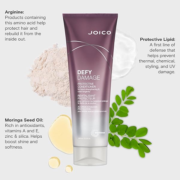 JOICO DEFY DAMAGE PROTECTIVE CONDITIONER | FOR COLOR-TREATED HAIR | STRENGTHEN BONDS & PRESERVE HAIR COLOR | WITH MORINGA SEED OIL & ARGININE | 8.5 FL OZ