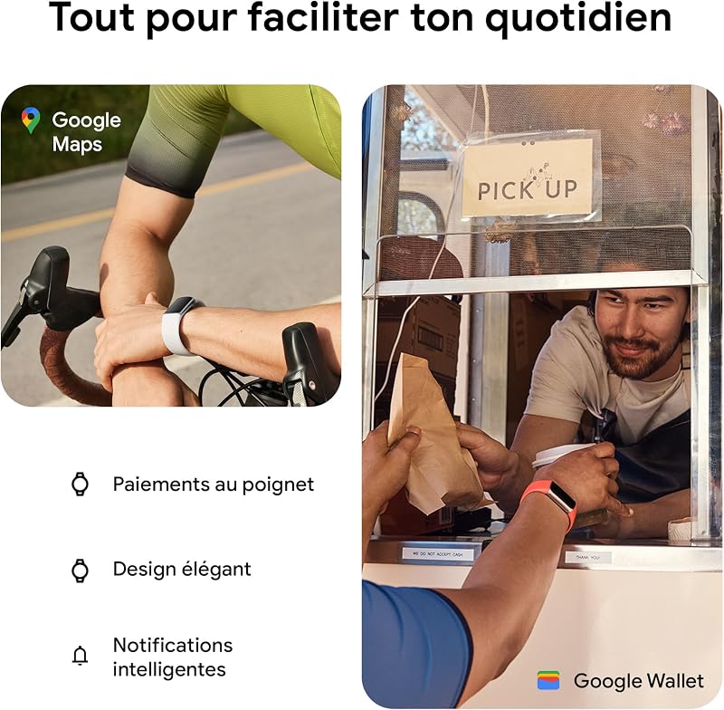 Google Charge 6 Bracelet d'activité avec Un abonnement de 3 Mois à Google Health Premium Inclus, 7 Jours d'autonomie de Batterie, Corail/Aluminium Champagne Doré