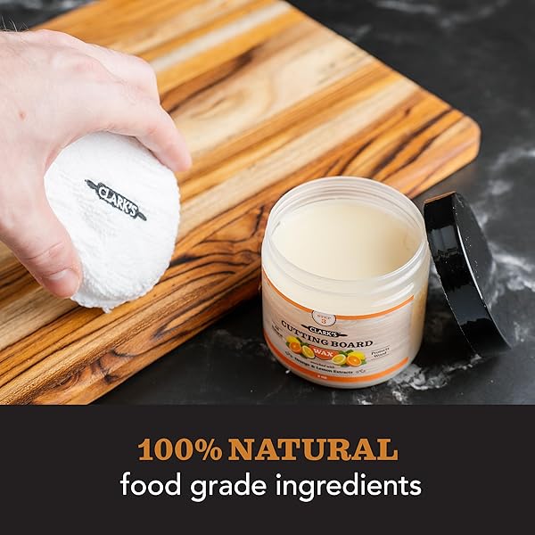 CLARK’S CUTTING BOARD FINISH WAX, ENRICHED WITH LEMON & ORANGE OILS ,MADE WITH NATURAL BEESWAX AND CARNAUBA WAX,BUTCHER BLOCK WAX, (6 OUNCES)