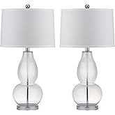 SAFAVIEH Lighting Collection Mercurio Crackle Glass Double Gourd 29-inch Bedroom Living Room Home Office Desk Nightstand Tabl