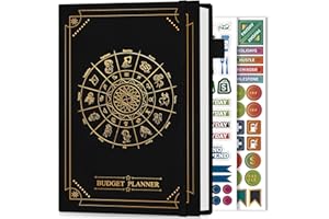 EPEWIZD Budget Planner 2024, Monthly Bill Organizer with Pocket, 12 Month Financial Planner Organizer with Expense Tracker Notebook for Money Saving, Undated Budget Book A5 Size - Black