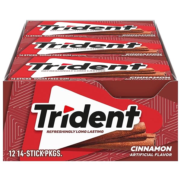 TRIDENT CINNAMON SUGAR-FREE CHEWING GUM, 12 PACKS OF 14 PIECES (168 TOTAL PIECES)