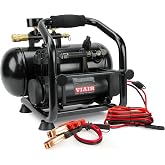VIAIR 380C Plug-N-Play Compressor, 12V, 1.5 gallon tank, 200 PSI Rated with Alligator Clamps, for nailing, air tools, tire inflation
