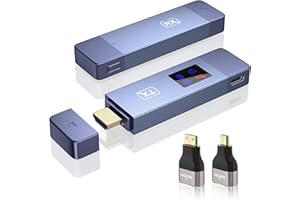 Wireless HDMI Transmitter and Receiver with Adapter, LED Display, 4K Decode 1080P@60Hz Ultra HD Video Output, Plug&Play 5G+2.
