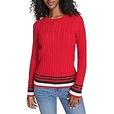 Tommy Hilfiger Womens Cotton Crewneck Cable Sweater
