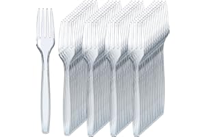 Prestee 300 Count Disposable Plastic Forks - Heavy Duty Silverware Bulk Set - Clear Plastic Utensils for Catering, Weddings, Parties, BBQ - Elegant and Sturdy Forks for Events and Buffets
