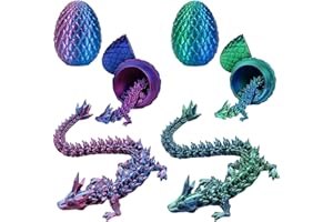 Dragon imprimé en 3D, œuf imprimé 3D avec dragon articulé à l'intérieur, dragons en cristal 3D avec œuf pour cadeaux, décorat