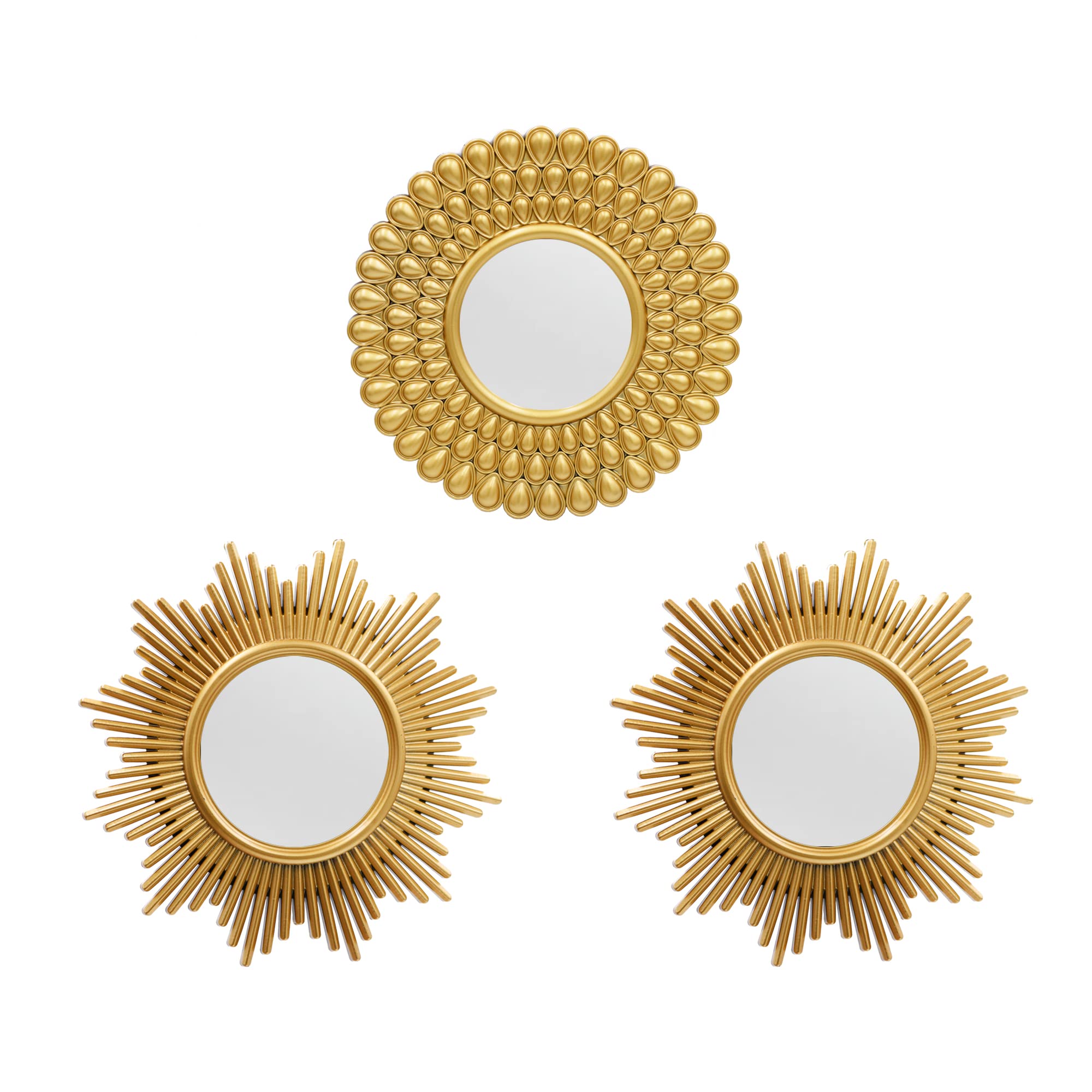 OIGUMR 3 Pack Gold Mirrors for Wall Decorative Mirrors Circle Mirrors Modern Wall Decor 25 x 25 cm （045 Gold）