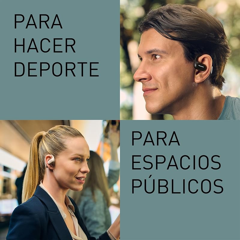 RB-F10DE-C Auriculares Inalámbricos de Oído Abierto Sport Deportivos para Running y Fitness, con Micrófono ENC, 25 Horas de Reproducción, Bluetooth 5.4, IPX4, Controles Táctiles, Beige