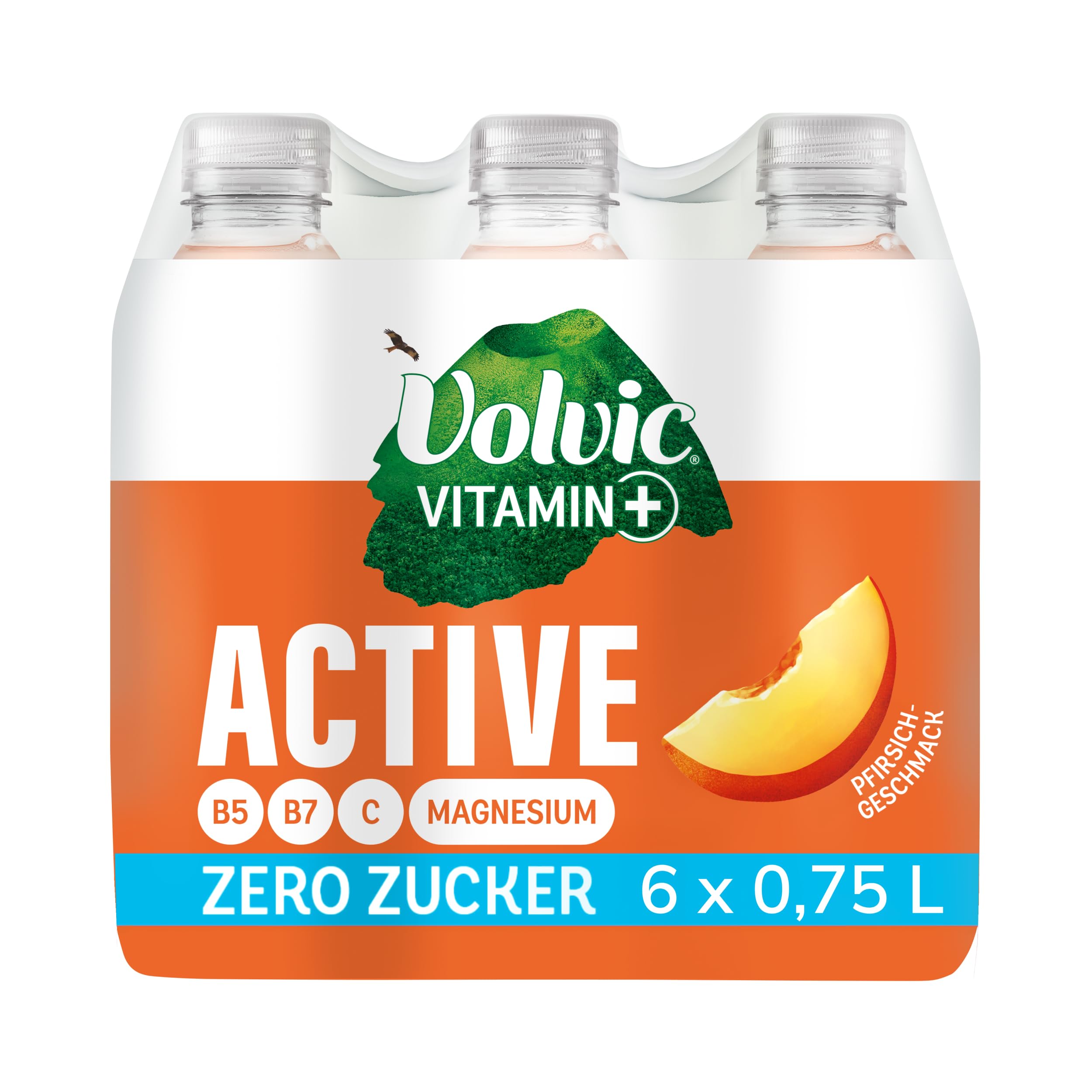 Volvic Vitamin+ Active Pfirsich – Erfrischungsgetränk mit Magnesium und Vitaminen – Ohne Zucker und ohne Kalorien – 6 x 0,75 l 3