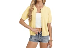 GRACE KARIN Women Summer Lightweight Short Sleeve Cardigan 2026 Casual Button Up Knit Cropped Shrug Sweater