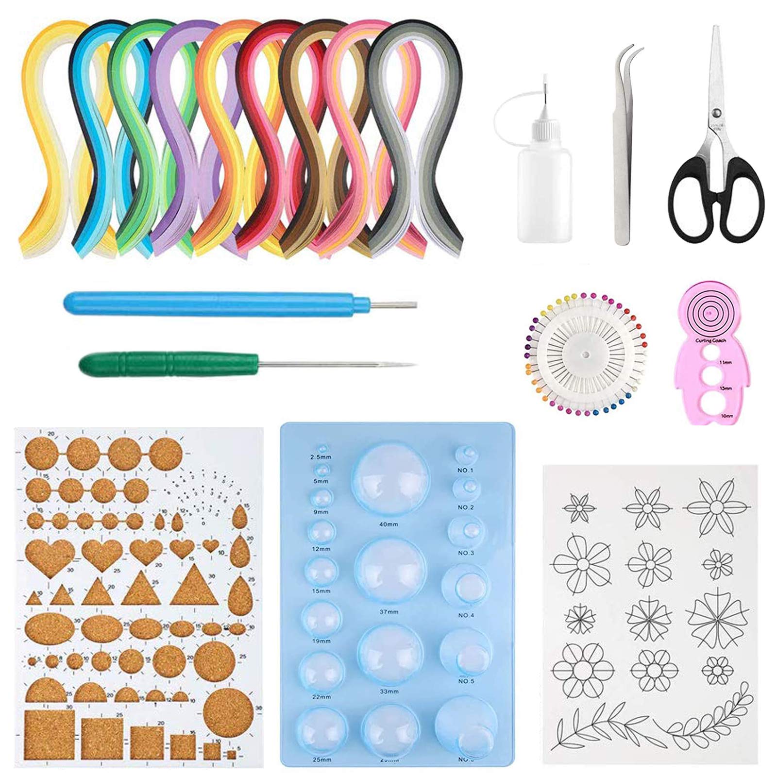 NACTECH 19Pcs Paper Quilling Kits with 900 Strips 5mm Quilling Paper Craft 10 Paper Quilling Tools Set All-in-One Quilling Kit for Beginners Adults Kids DIY Christmas Halloween Gift
