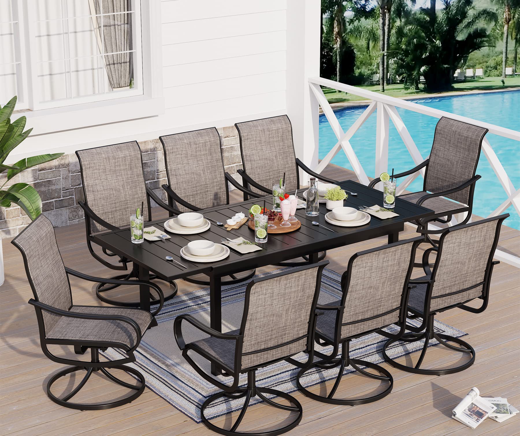 Sophia & William Patio Table and Chairs for 8 Expandable 83" Patio