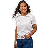 Women Pima Cotton Classic Tees - Designer Soft Cotton Premium Plain Tshirts - Luxury Essential Crew Neck T-Shirts (White XL)