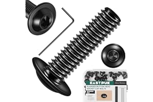 EASTPUK 25Pcs M6 x 20mm Flanged Button Head Socket Cap Screws Bolts, Allen Socket Drive M6 Screws Bolts Black Oxide 304 Stain