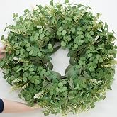 Dushle 26" Large Eucalyptus Wreath for Front Door Spring Summer Greenery All Season Green Year Round Artificial Eucalyptus Leaves Wreath for Porch Farmhouse Home Wall Window Outdoor Indoor Decorations