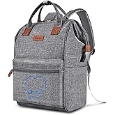 Nurse Backpack / Bag for Women - 15.6 Inch Waterproof Laptop Travel Backpack with USB Charging Port, Large Wide-open Nursing Bags,Nurse Bags for Work,Home Health Clinical Bag for College Teacher, Grey