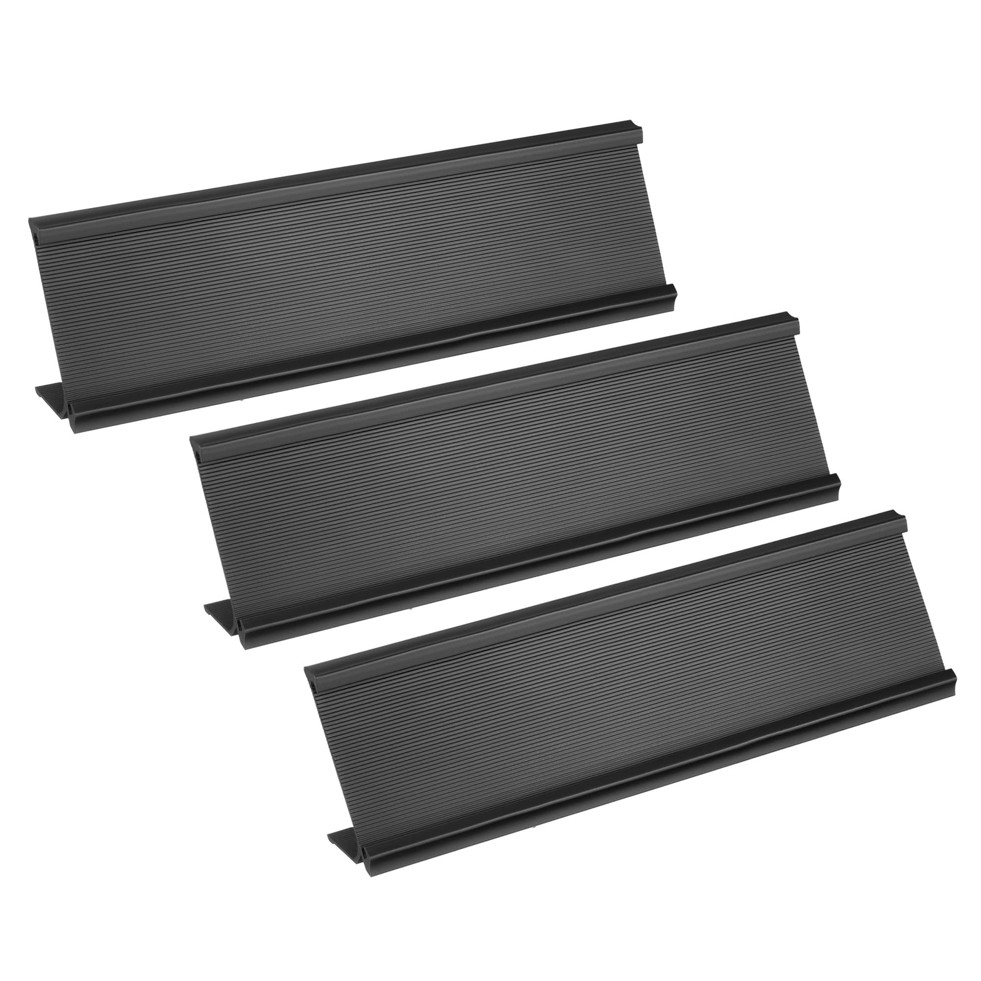 PATIKIL 2 x 7.8inch Aluminum Name Plate Holder, 3Pcs L Type for Desk Office Business Door Sign Holder Black