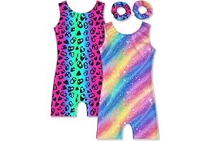 Vavewee 2 Pack Gymnastics Leotard for Girls Dance Biketard Unitards Tumbling Outfits for Kids