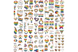RICCIOOFY 200+ Pcs Pride Tattoos,Gay Pride Tattoos, 20 Sheets Pride Temporary Tattoos, Waterproof Rainbow Flag Tattoo Stickers for Pride Equality Parades and Celebrations
