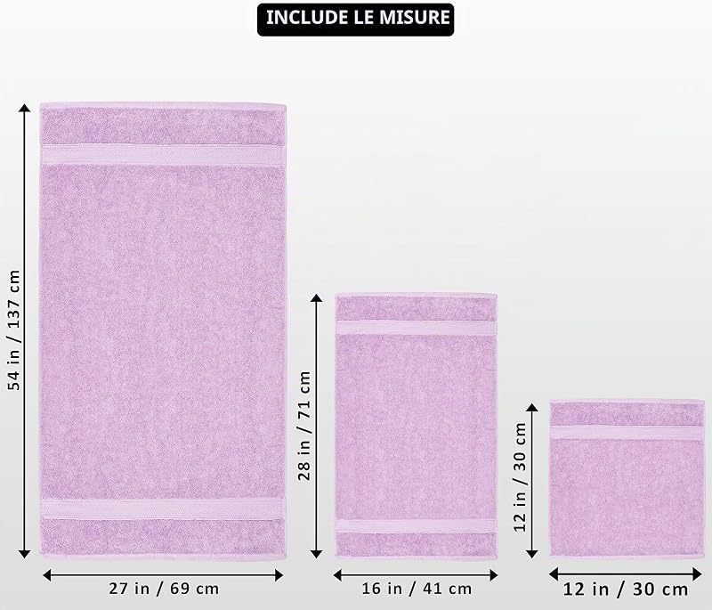 Utopia, Set di 8 asciugamani composto da 2 teli bagno, 2 ospiti e 4 lavette, in 100% cotone filato ad anelli da 600 g/m², altamente assorbenti, per bagno, palestra, hotel e spa (lavanda)