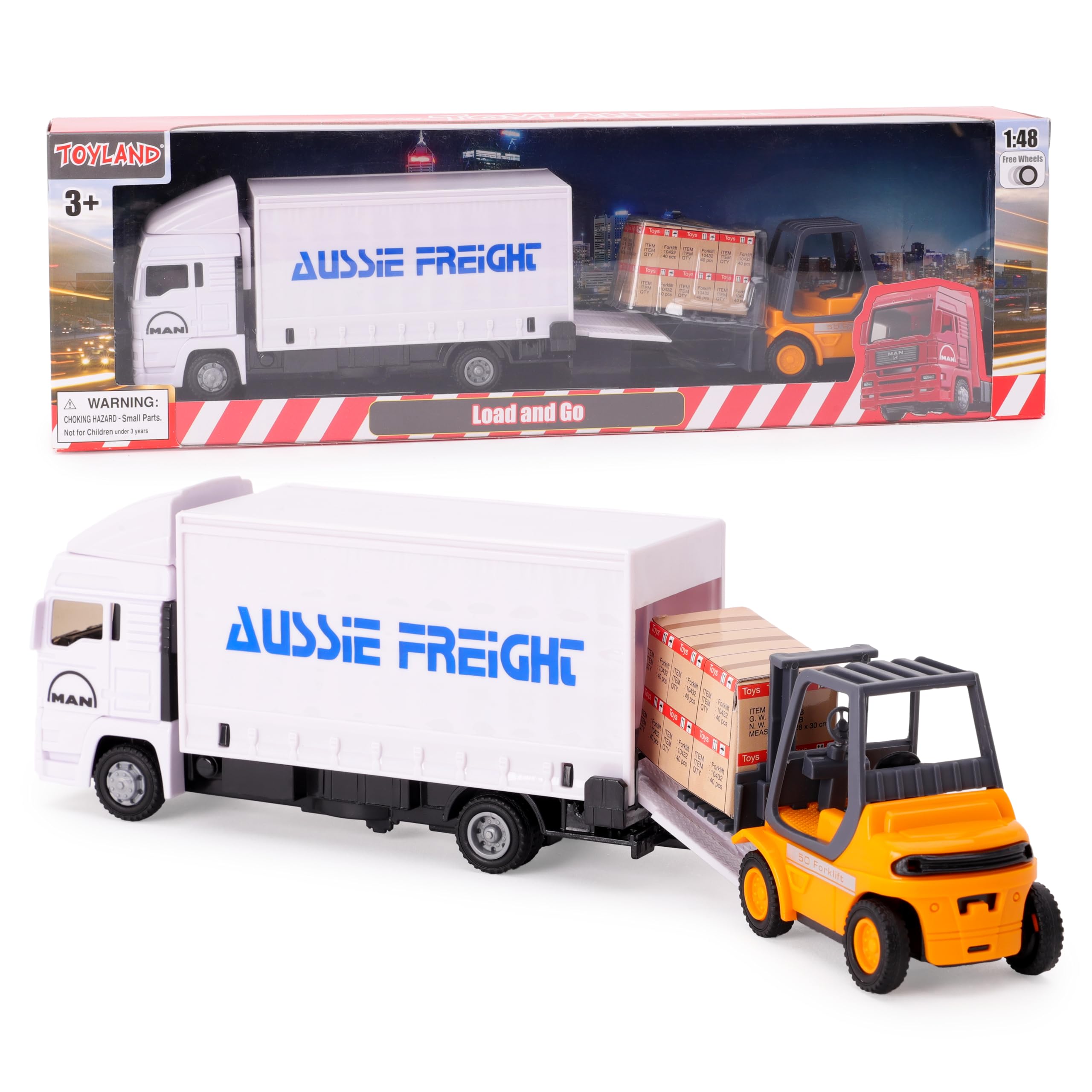 Toyland® Metal Load and Go Vehicle Set - Scania Cargo Truck with Forklift and Pallet - Transport Vehicle Toys - Toys for Boys (White)