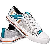 FOCO Miami Dolphins NFL Womens Glitter Low Top Canvas Shoes - 9