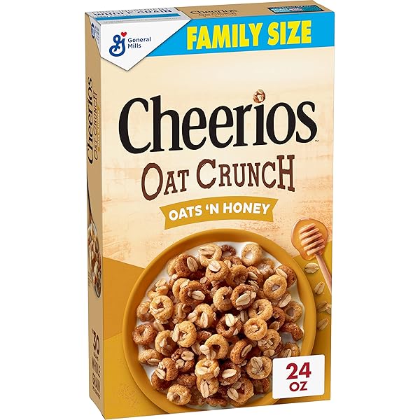 CHEERIOS OAT CRUNCH OATS ‘N HONEY BREAKFAST CEREAL, MADE WITH WHOLE GRAIN, FAMILY SIZE, 24 OZ