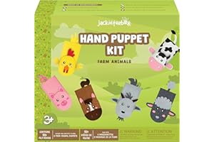 jackinthebox Hand Puppet Making Kit -6 Farm Animals Felt Puppet Craft Kit for Kids,Creative DIY Arts & Crafts Kit Make Your Own Puppets for Storytelling Role Play, Great Craft Gifts for Kids Ages 4-8