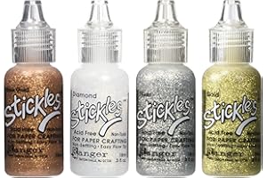 Stickles Glitter Colors - Rose Gold, Diamond, Silver & Gold - 4 Item Bundle