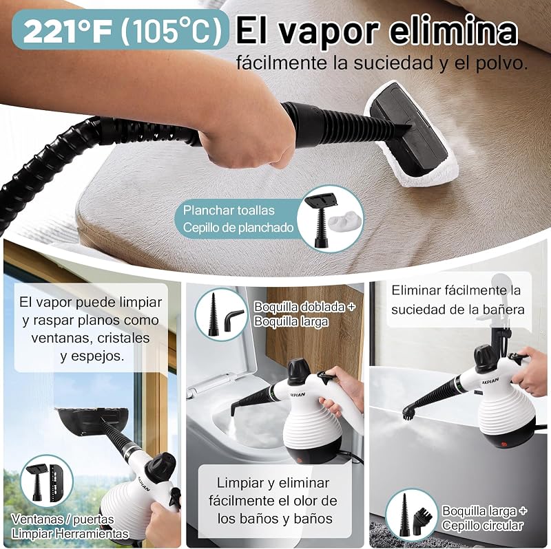 Limpador a vapor com 10 acessórios