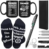 Panitay 4 Pcs Engineer Gifts Set for Men Christmas Birthday Gift for Dad | 9 in 1 Multi Tool Pen, 14 oz Coffee Mug, Keychain, Sock, for Civil Mechanical Electrical Aerospace Engineering Coworker