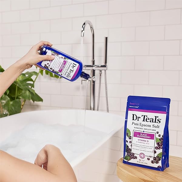 DR TEAL’S FOAMING BATH WITH PURE EPSOM SALT, BLACK ELDERBERRY WITH VITAMIN D, 34 FL OZ (PACK OF 2)