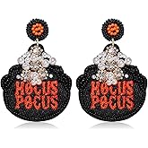 Halloween Earrings Handmade Candy Corn Witch Hat Beaded Drop Earrings Statement Spooky Ghost BOO Dangle Earrings Halloween Cosplay Costume Party Jewelry Gifts