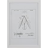 Amazon Brand – Stone & Beam Modern Gold Ink Reprint of Fishing Lure Patent, White Frame, 15" x 21"